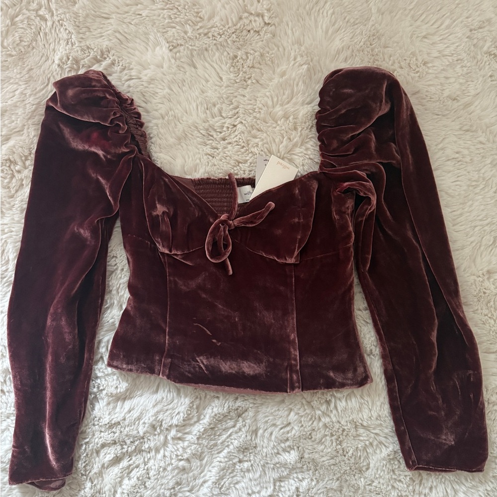 Wilfred Red Puff Sleeve Bustier Blouse